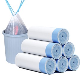 Garbage Bags, Approx. 2.2 gal (10 L), Drawstring Included, 120 Pieces, Translucent, Thickness 0.0005 inches (0.012 mm), Width 17.7 inches (45 cm) x Height 19.7 inches (50 cm), Garbage Bags Roll, Home Use, Office Trash Can