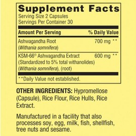 H4U 4 TOP Care Ashwagandha Dietary Supplement, 1300 mg, Stress Relief and Mood Enhancer, 60 Vegetarian Capsules