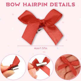 GGUFAY 10 Stück Schleifen-Haarspangen, Pferdeschwanz-Clips 4cm, Entenschnabel-Haarschleife für Kinder, Mädchen, Frauen (Rot)