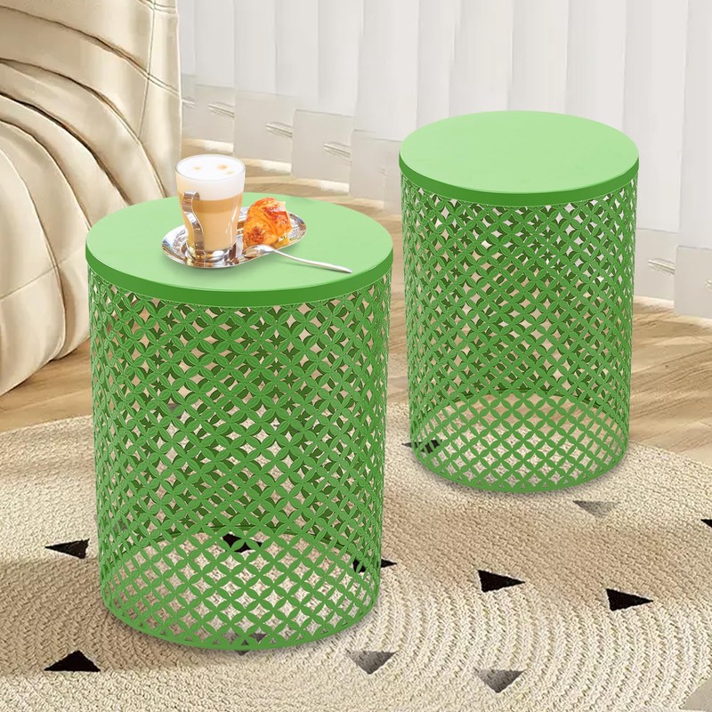 Side Table Set of 2, Iron Side Table 14.6x19.3In &
