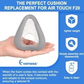 Replacement Memory Foam Cushion (M) for Airtouch F20, Comes with 2 Packs Mask Liners - Full Face F20 Mask Medium - Optimized Comfort & Secure Seal with New Version Memory Foam - Medium