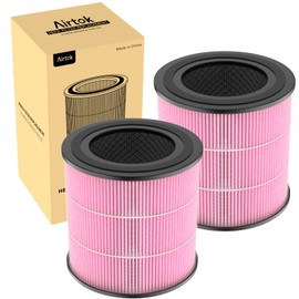 Air Purifier AP0601 Pollen/Pet Allergens Replacement Filters, 5-IN-1 with Activated Carbon, High-efficiency HEPA Filter, Pink, 2 Pack