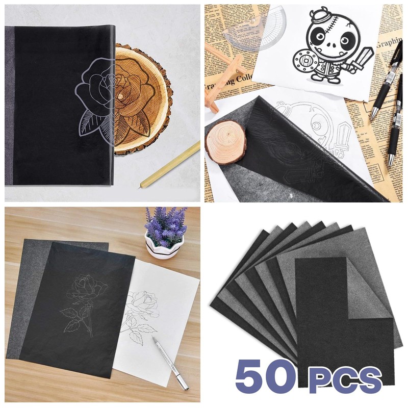 50 Sheets Transfer Paper, Carbon Paper for Tracing, Black Graphite