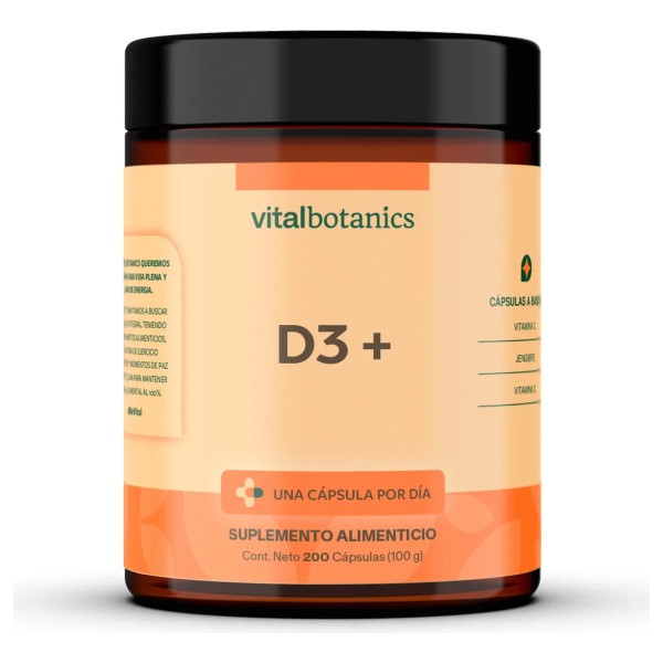 Vitamina D3 + con 200 capsulas de 500mg Suplemento a
