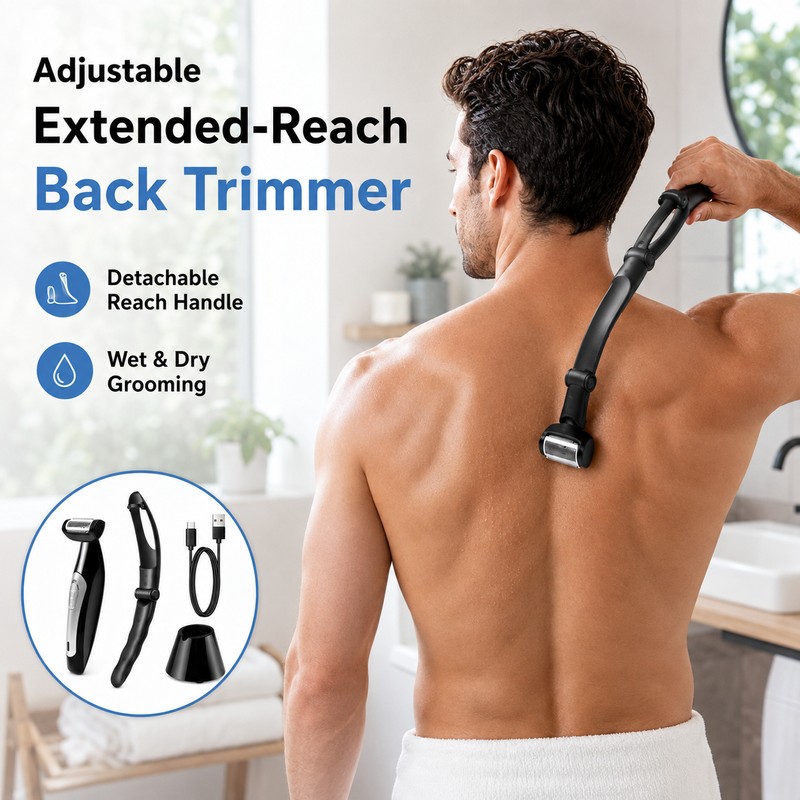 Electric Back Shaver for Men – Detachable Long Handle Body