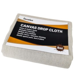 TEXALAN(R) Canvas Drop Cloth Cotton for Floor & Furniture Protection Washable & Reusable Canvas Tarp 4ft x 12t 8oz