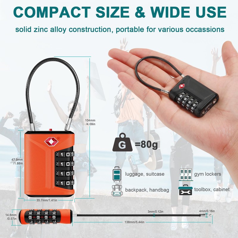 ZHEGE TSA Approved Luggage Locks with Open Alert Indicator, Suitcase