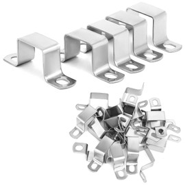 QWORK® Pack of 20 U-shaped connector brackets, 28 x 31 mm, square tube clamp made of 304 stainless steel for strut channel, U profile, square tubes