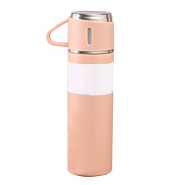 500ml Stainless Steel Vacuum Flask Set Portable Insulated Bottle with 3 Lids for Outdoor Travel Pink