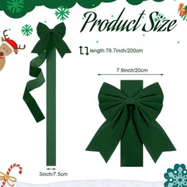 8 Pieces Christmas Cabinet Big Bows Door Decorative Ribbon Festive Large Cabinet Ribbon Bows for Kitchen Cabinets Furniture Room Decorations (Dark Green)