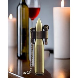 Bullet Lighter Series Reusable Metal Mini Trench Lighters with Keychain for Collection， Decorative， Gift， Outdoor， Camping (Gold(A))