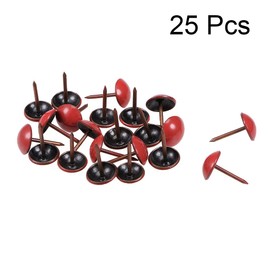 sourcing map Upholstery Nails Tacks 11mm Red Round Head 17mm Length Thumb Push Pins for Furniture Sofa Headboards, 25 Pcs