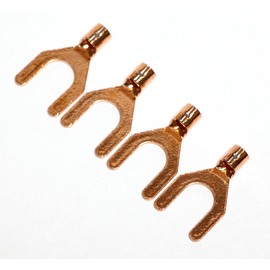 Speaker Wire Terminal Crimp Y Plug Fork Spade Plug Stud Size 1/4"(M6) OFC Oxygen-Free Copper 3N 99.96% Cu Non-Plated 4pcs Made in Japan NACK-AUDIO 2Y-6