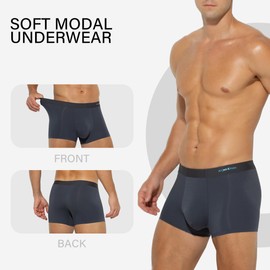 Arjen Kroos Underwear for Men 4 Pack Breathable Modal Boxer Briefs Silky Trunks,DARK GREY/GREY/BLUE/GREEN,Large