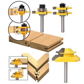 Asnomy, 3 Pieces 8mm Router Bit Set 45 Degree Cutting Router Bit + Flute Router Bit T-Tips Woodworking Tools DIY