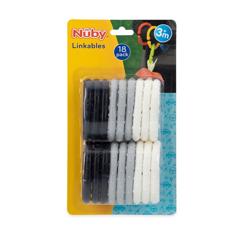 Nuby Linkables, Black, Grey, and White Attachable Links for Strollers,
