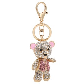 Pssopp Rhinestone Keychain Lovely Bear Metal Key Ring Rhinestones Stylish Pendant Bear Hanging Pendants for Car Purse Backpack