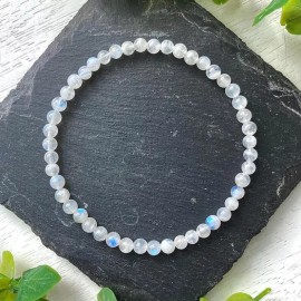 Unbranded Natural White moonstone 4MM Subtle Gemstone Crystal Stretch Healing Bracelet