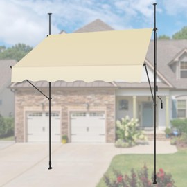 KELIXU Manual Retractable Awning, 78-Inch Adjustable Retractable Awnings for Patio Door Exterior Sunshade Shelter, Window Awning Canopy with UV Protection for Backyard, Garden, Balcony - Beige