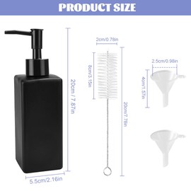 ADERTOS Black Soap Dispenser Matte Black Handwash Dispenser Soap Lotion Pump Bottle Dispenser Refillable Empty Press Pump Bottles Container with Funnel and Brushes for Kitchen Bathroom, 350ml/12oz