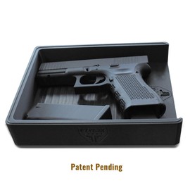 EZ Pistol Holder Cubby, Compact Handgun Organizer for Shelf, Nightstand, Car, or Gun Safe, Pistol Rack, Bedside Gun Storage, Fits All Handguns - 3 Pack