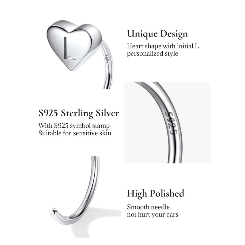 925 Sterling Silver Huggie Half Hoop Earrings for Women, Tiny