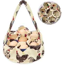 EureKaEr Egg Collection Basket, Durable Canvas, Egg Baskets for Fresh Eggs, Mini Egg Collection Basket with 7 Bags, Egg Collection Bags for Chicken Coop, Chicken, Duck, Goose Eggs, Housewife Gift, 20