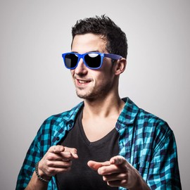 Neon Colors Party Favor Supplies Unisex Sunglasses Pack of 8 (Royal Blue)