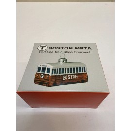Boston MBTA Red Line Subway Car Glass Ornament