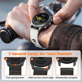 ANCOOL for Garmin Venu 3/Venu 2/Forerunner 265/255/Vivoactive 4 Watch Band, 22mm Silicone Sport Band for Galaxy Watch 46mm/3 45mm for Women Men, Misty Gray/Graphite Gray