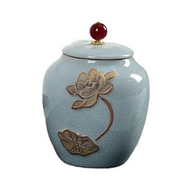 zaoalife Large Porcelain Tea Canister,Retro Kitchen Canisters Ceramic Food Storage Jar,Vintage Chinese Style Storage Jars with Airtight Lid