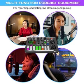KEPEAK Sound Card, Live Sound Card with DJ Mixer Effects & Voice Changer, Multi-Application Podcast Production Studio Equipment, for Streaming Podcasting Gaming