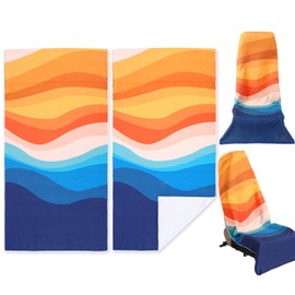 Hahafelt 1 Pack Car Seat Towel Covers Athletic Running Towel Performance Microfiber Post Workout Sweat Washable Cover Non Slip for Car Outdoor Sport Activities 63 x 31.5 Inches (Beach)