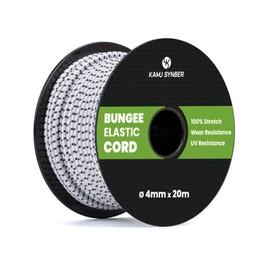 Kamu Synber Bungee Cord 4mm x 20m Elastic Shock Cord Bungee Rope for Tarpaulin, Kayak, Tie Down, Camping | White/Black