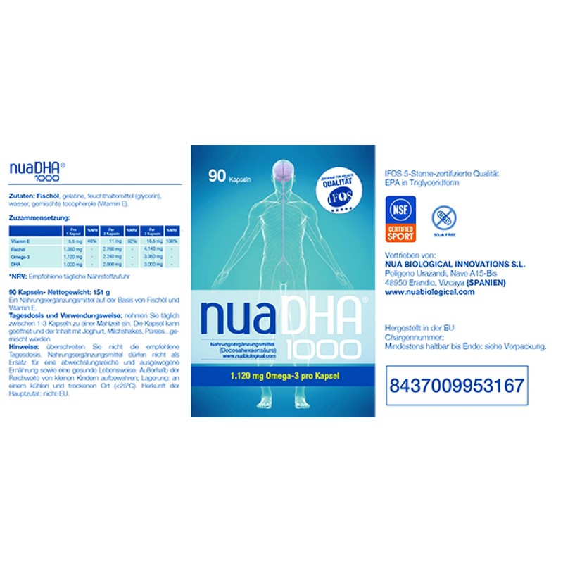 Nua Biological NuaDHA 1000 in Capsules, Dietary Supplement Based on