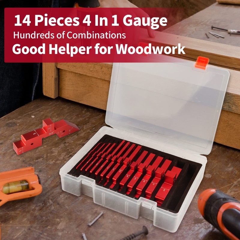 KAGYIFLY Setup Blocks Woodworking, 14pcs Aluminum Setup Blocks Height Gauge
