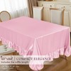 Ersmak Satin Ruffle Edge Tablecloth - Light Pink Satin Table