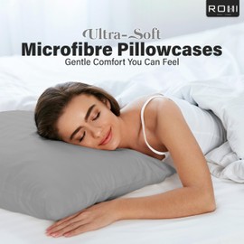 Rohi Microfibre Silver Pillowcases 4 Pack – Ultra Soft & Smooth Pillow Covers with Envelope Closure – Fade Resistant & Breathable Pillow Cases – Standard Size (50x75 cm)