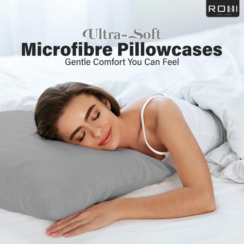Rohi Microfibre Silver Pillowcases 4 Pack – Ultra Soft &