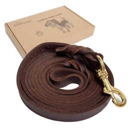 Guiding Star Leather Dog Leash 8ft, Dog Leashes for Large Dogs Heavy Duty, Soft Braided Handmade Leather Training Leash for Large & Medium Dogs (8ftx3/4inch, Brown)