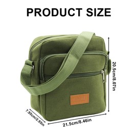 AfitLulu Canvas Small Shoulder Bags for Men, 4 Zipper Pockets Cross Body Bag Men Satchel Bag Casual Mens Messenger Bag with Adjustable Shoulder Straps for Organize Daily Necessities (Brown)