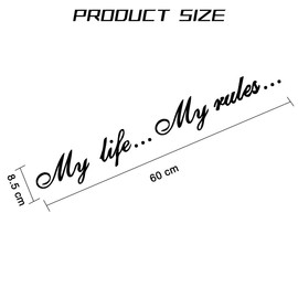 Adunsiaoto For Car Rear Window Bumper Car Body, Car Window Sticker, Car Sticker Decal Sticker, Creative Car Sticker, My Life My Rules Sticker for Cars (Black)