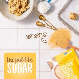 BetterBody Foods Golden Monk Fruit Sweetener Blend - Sugar Substitute, Zero Calorie, Keto Diet Friendly, Zero Net Carbs, Zero Glycemic, Baking, Extract, Sugar Replacement 1 lb, 16 Oz