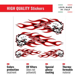 4R Quattroerre.it 32106 Sticker Skull Flames 20 x 24 cm