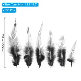 PATIKIL 3-6 Inch Saddle Hackle Rooster Feather, 100 Pcs Bulk Natural Feathers Fluffy Craft Feathers for Dream Catcher Earrings Pendant, Black