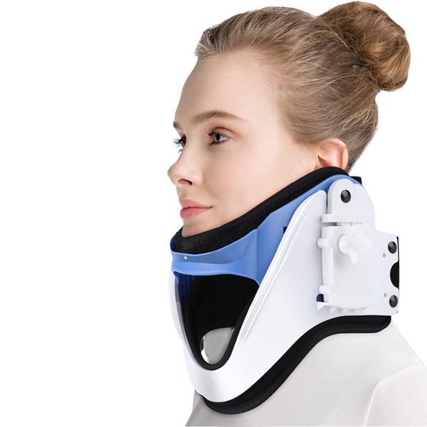 Cervical Neck Traction Device, Adjustable Neck Brace Fixation Spine Care Correction Unit Provide Relief for Neck and Upper Back Pain