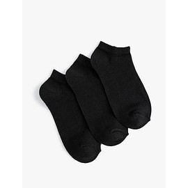 Koton Men's 3-Pack Basic Bootie Socks Set, Black(999), One Size