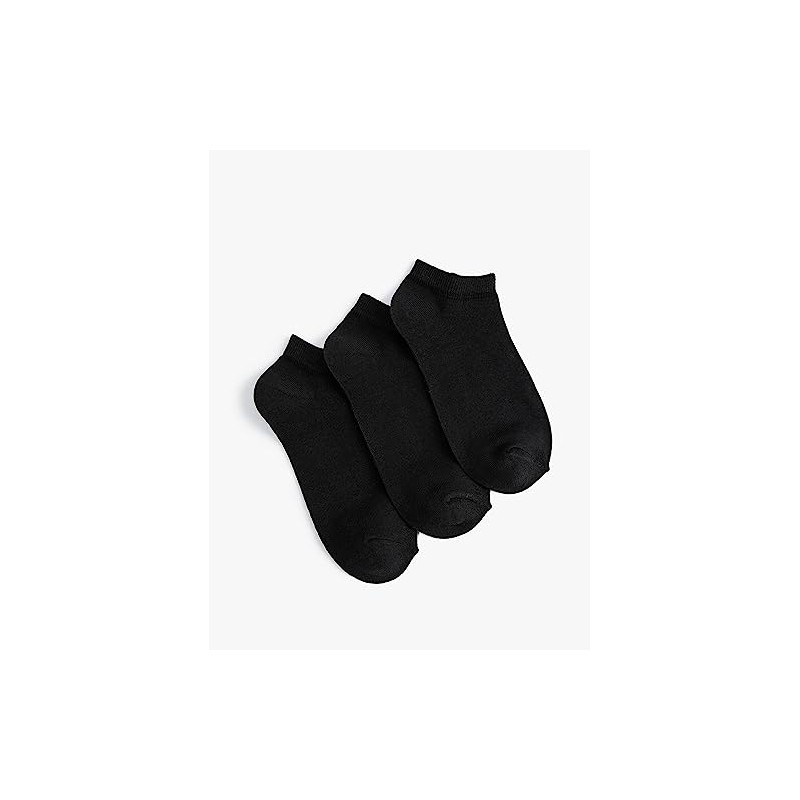 Koton Men's 3-Pack Basic Bootie Socks Set, Black(999), One Size
