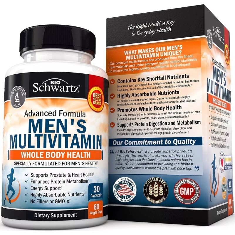 Bioschwartz Men's Multivitamin Advanced Formula, Zinc, Vitamins A, B, C,