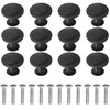 12 Pack Black Round Cabinet Hardware Knobs 1.18 Inch Flat